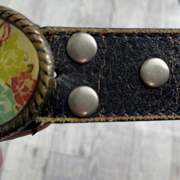 VERA PELLE Belt - “Day of the Dead” Italian Vintage Leather Belt SZ S - Picture 3 of 4